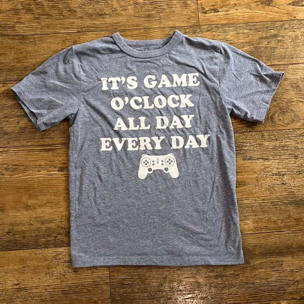 The Children's Place It's Game O'clock All Day Every Day Grey Kid's Shirt M 7/8
